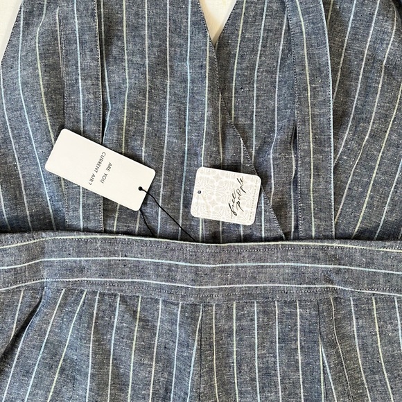 FREE PEOPLE CURRENT AIR  STRIPED OPEN BACK JUMPSUIT BLUE SIZE L NWT - Picture 11 of 12